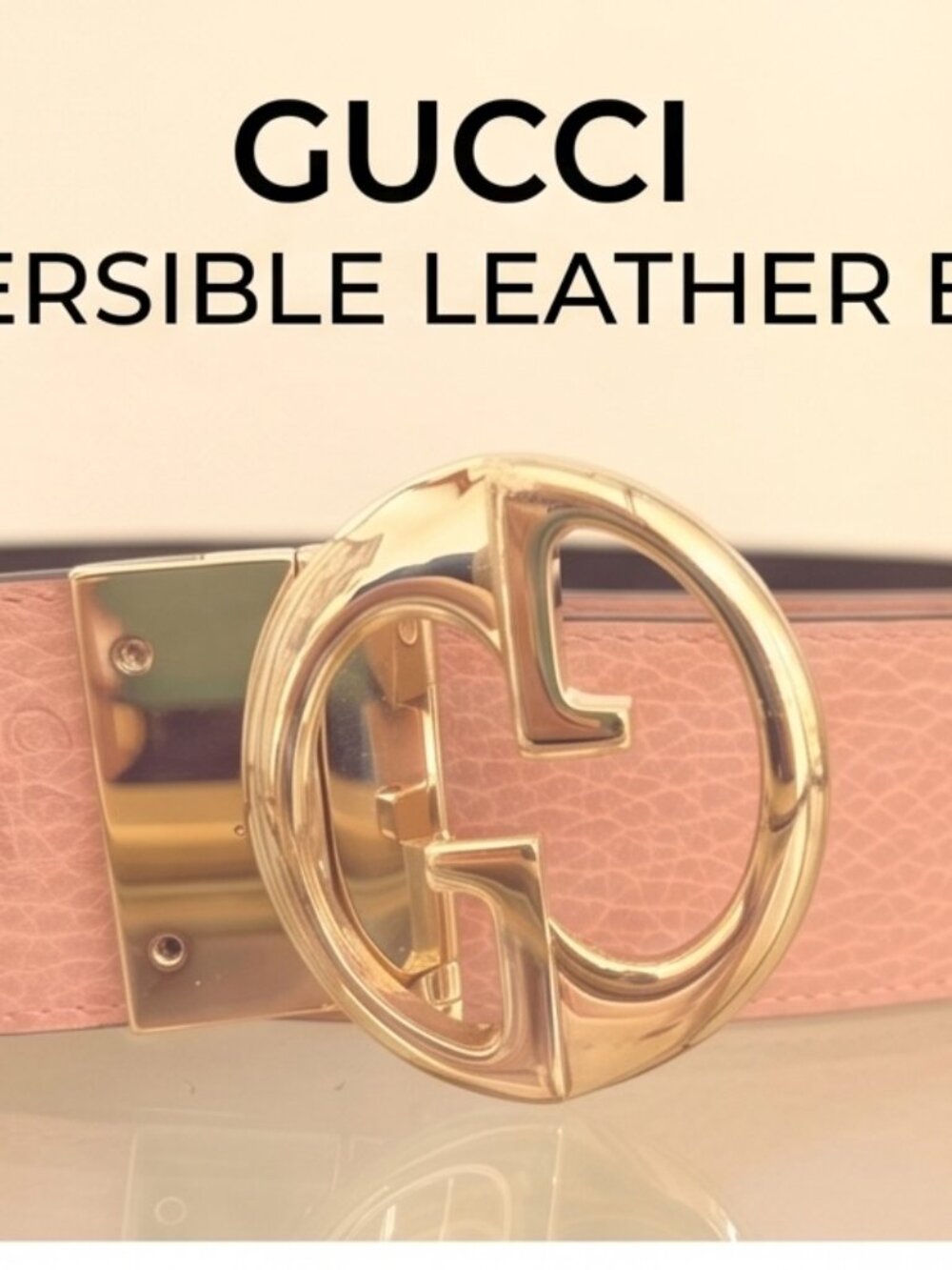 Gucci Signature, Reversible Leather Belt (Interlocking G Buckle, Gold-tone) - Picture 7 of 8